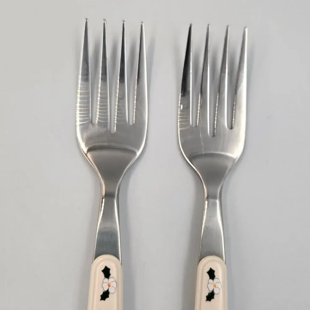 Two Pfaltzgraff Snow Village Stainless Steel Salad Fork Replacements